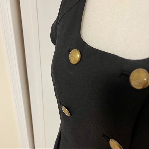 DIANE VON FURSTENBERG Charo Dress Military Black Gold Buttons Short Sleeves 8 - Picture 11 of 13